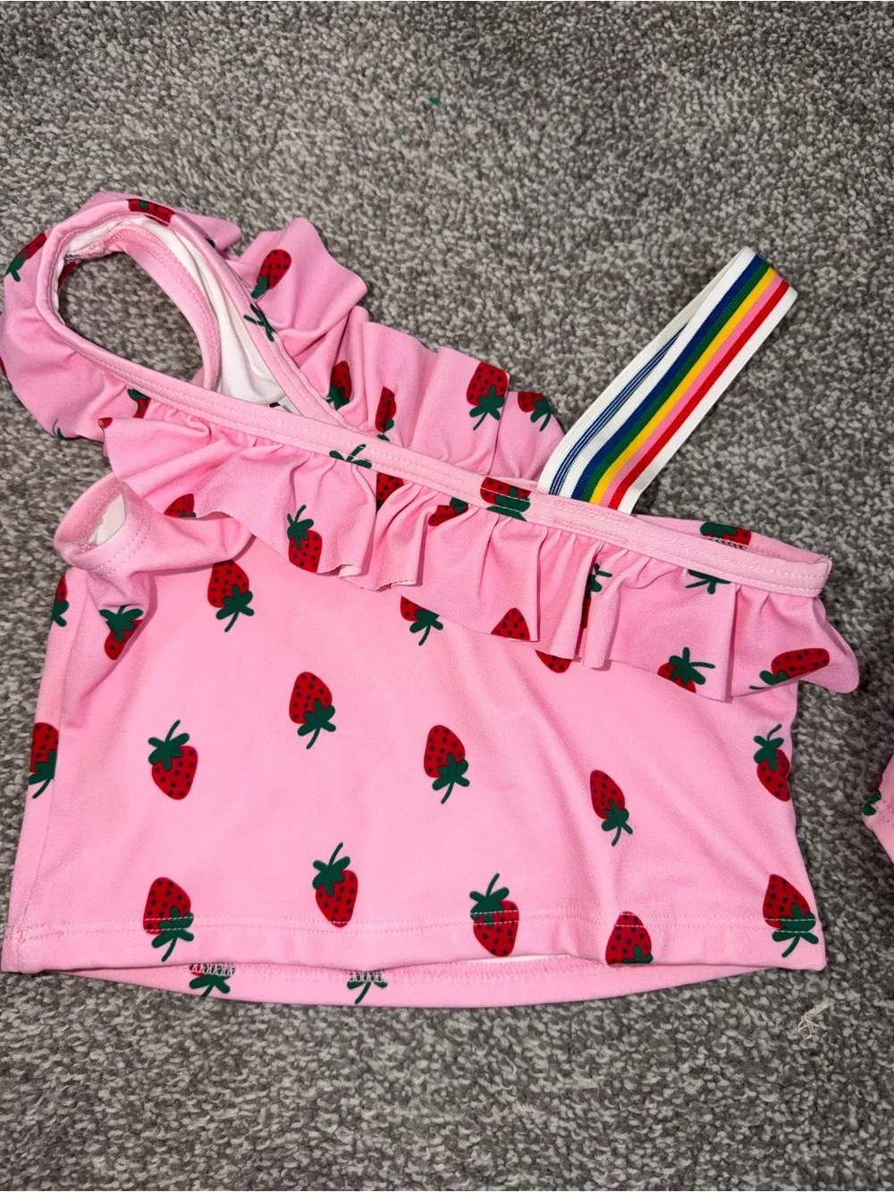 Hanna Andersson Strawberry One Shoulder swim suit 6-7 years
